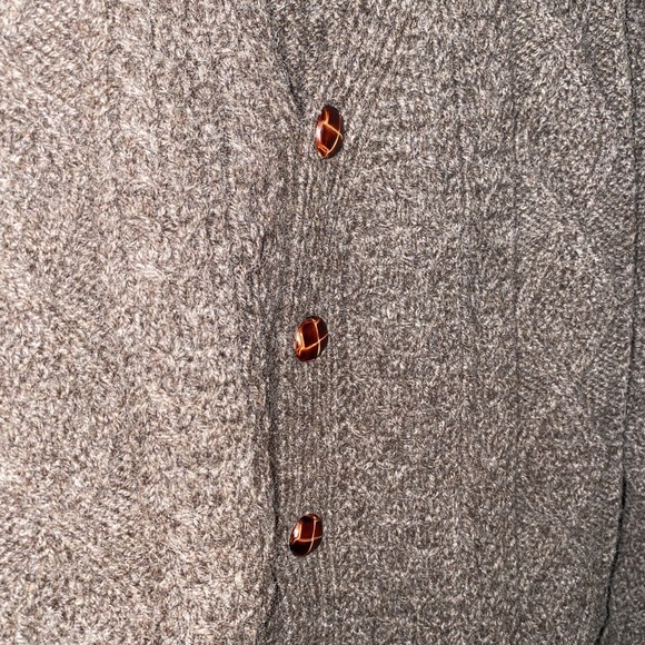 An Túirne Handknitted On The‎ Aran Islands Ireland Wool Cardigan Brown Sweater - Picture 6 of 8